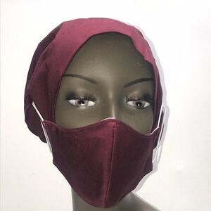 Scrub Cap and Matching Mask-Burgundy Handmade